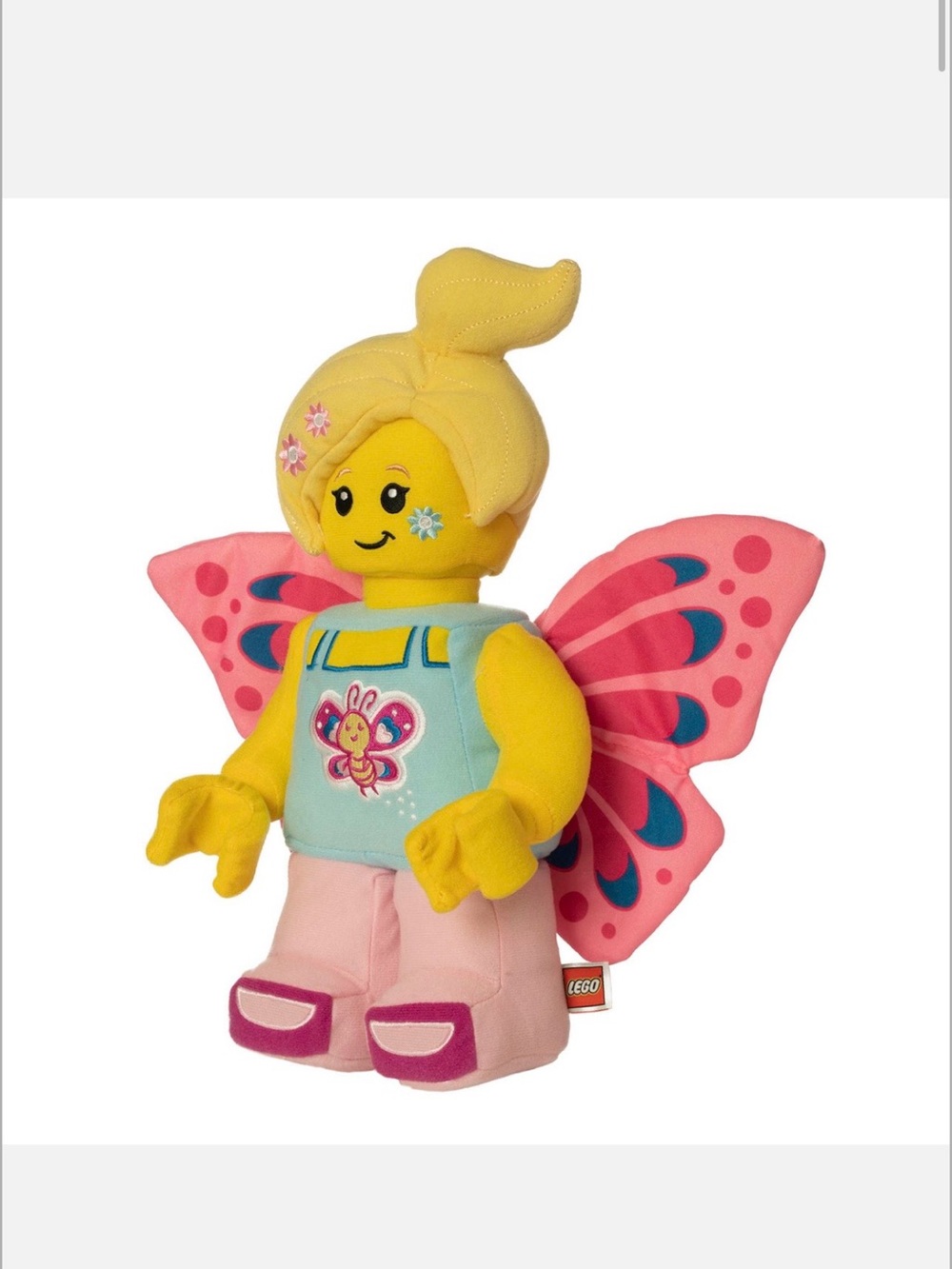 Lego Yellow Butterfly Girl Plush with Pink Wings